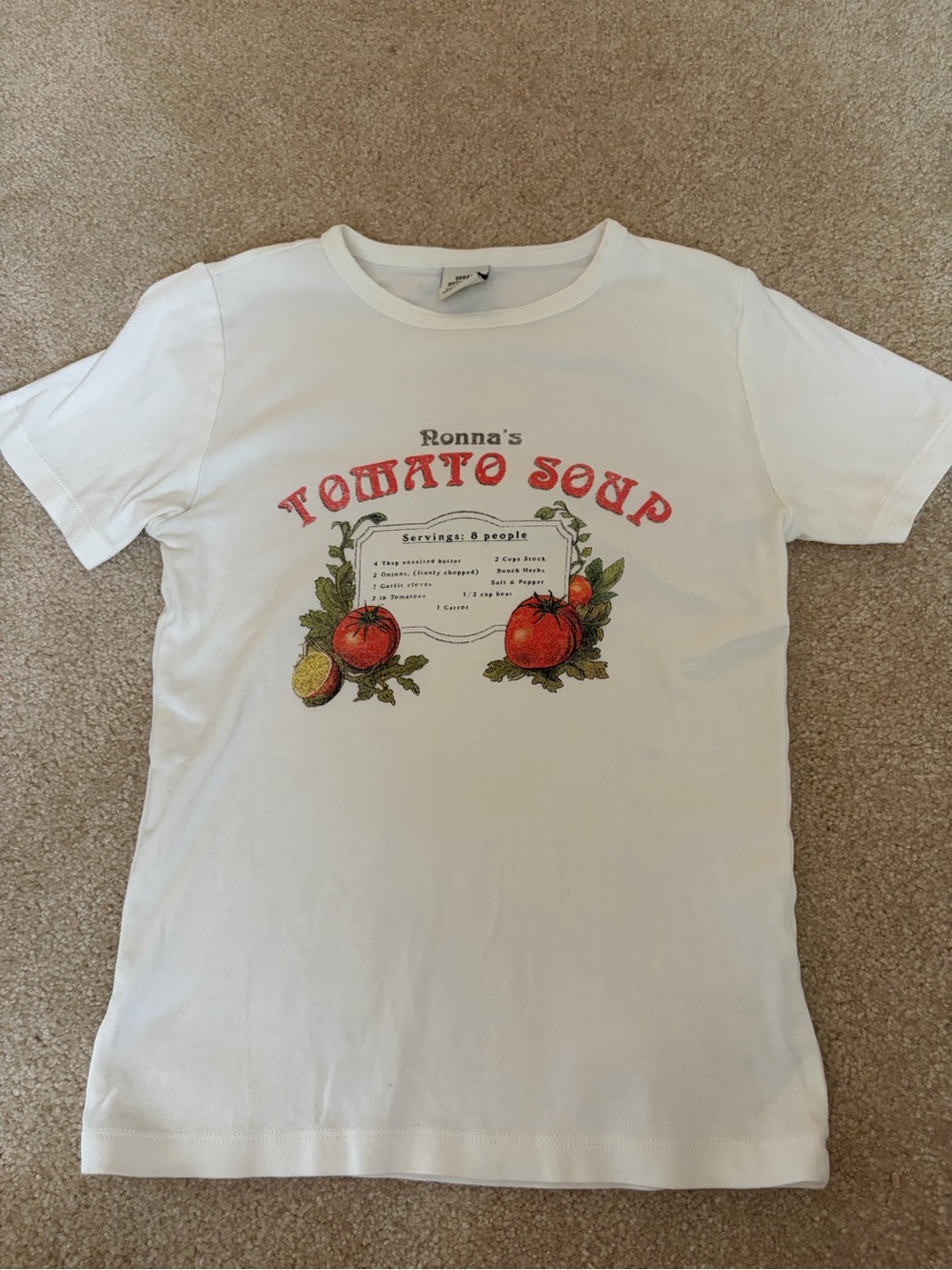 Tomato Soup Graphic Tee - White with Red & Green Print